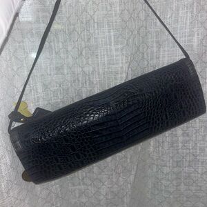 Brahmin Midnight Blue Crocodile-Embossed Wristlet